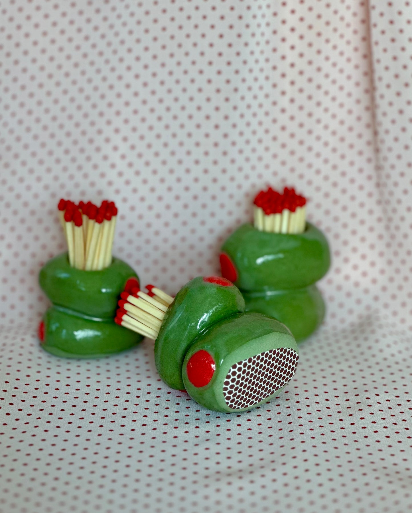 ceramic olive matchstick holder/lighter