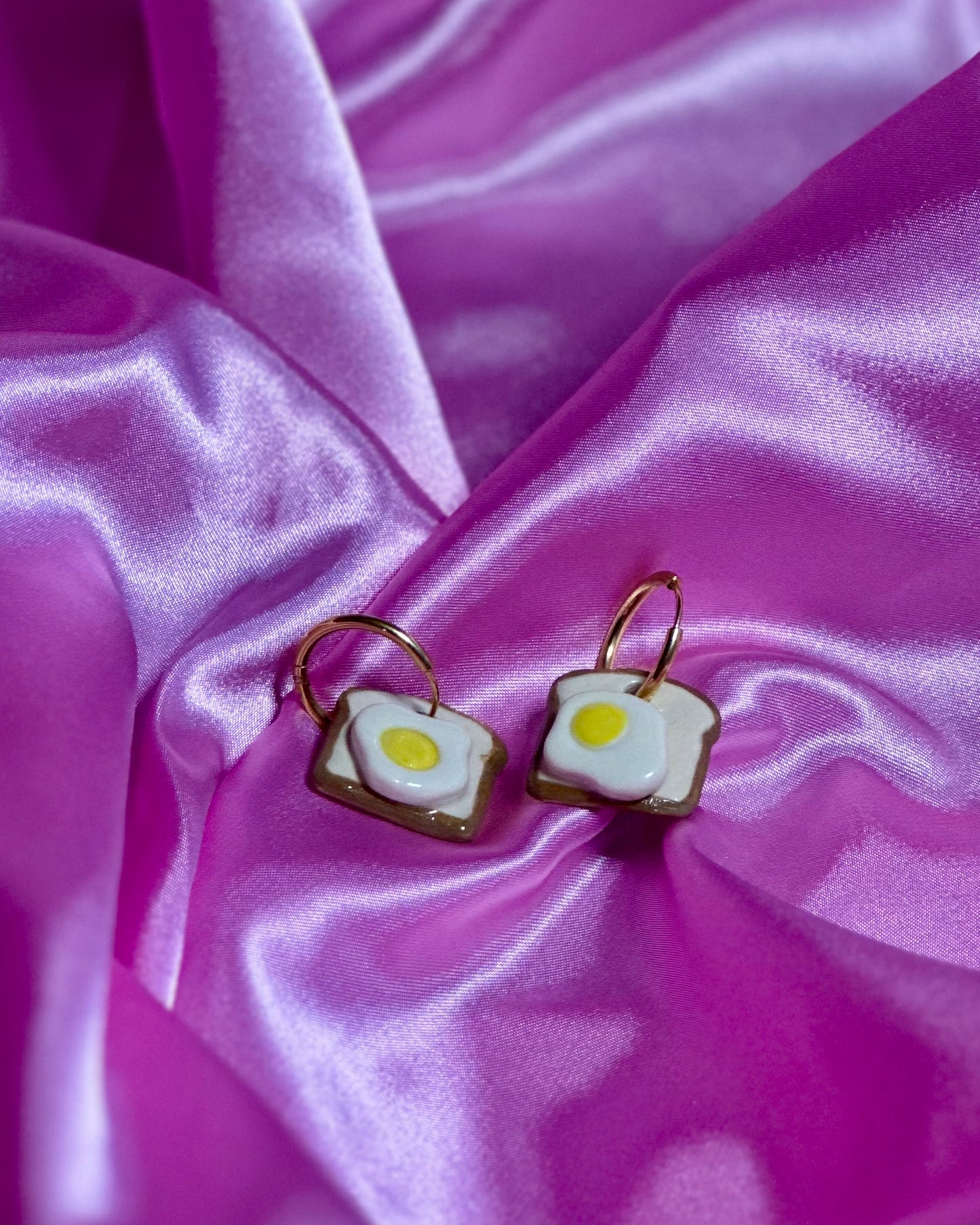 eggy toast earrings