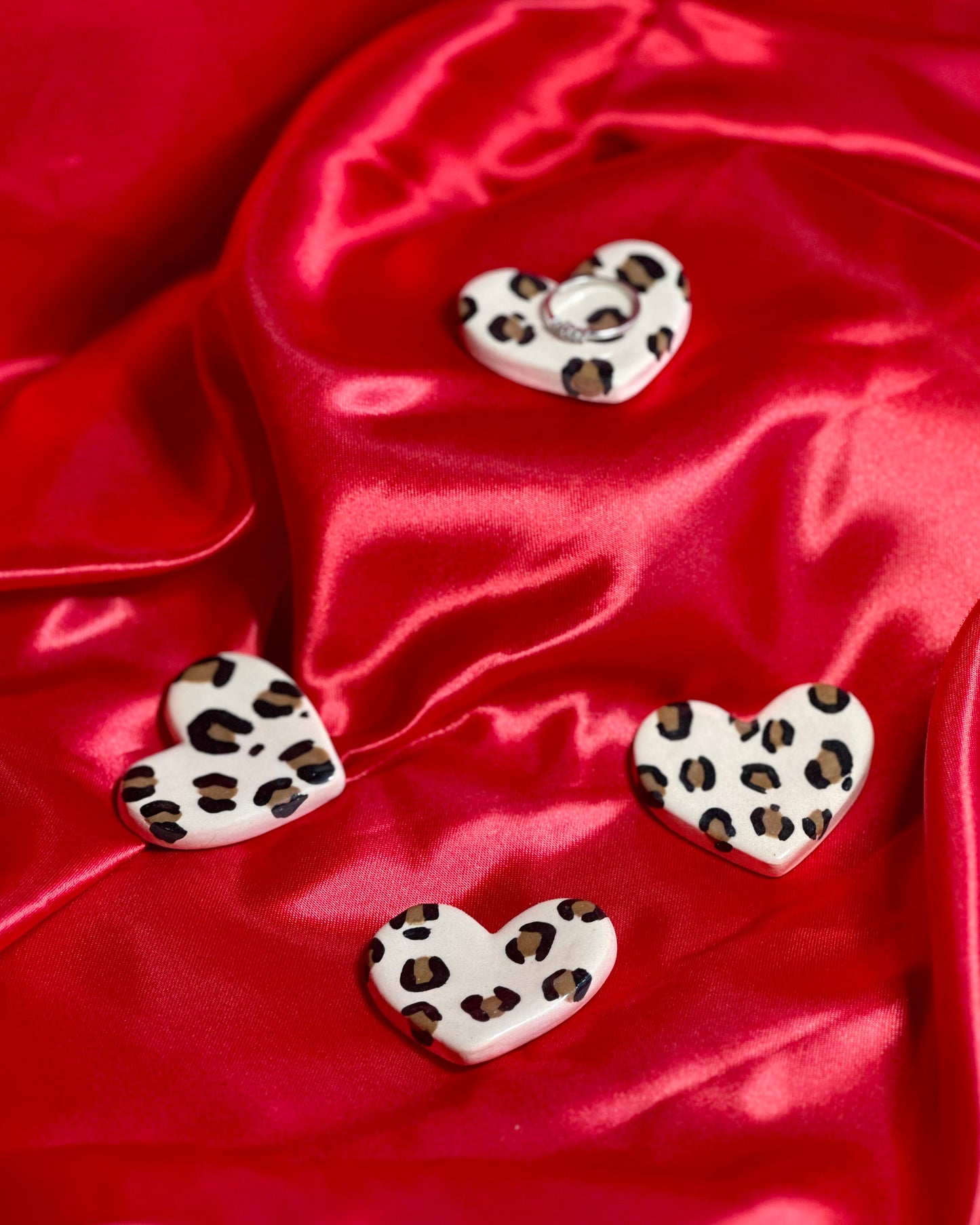 heart shaped ring dish - leopard print