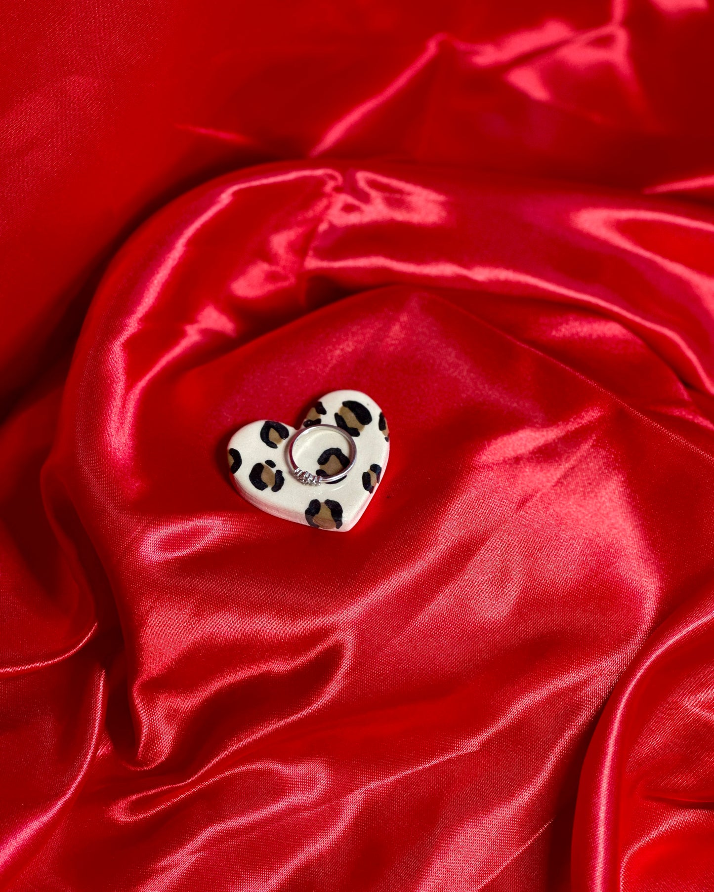 heart shaped ring dish - leopard print