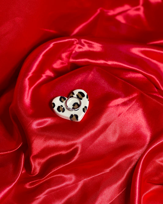 heart shaped ring dish - leopard print