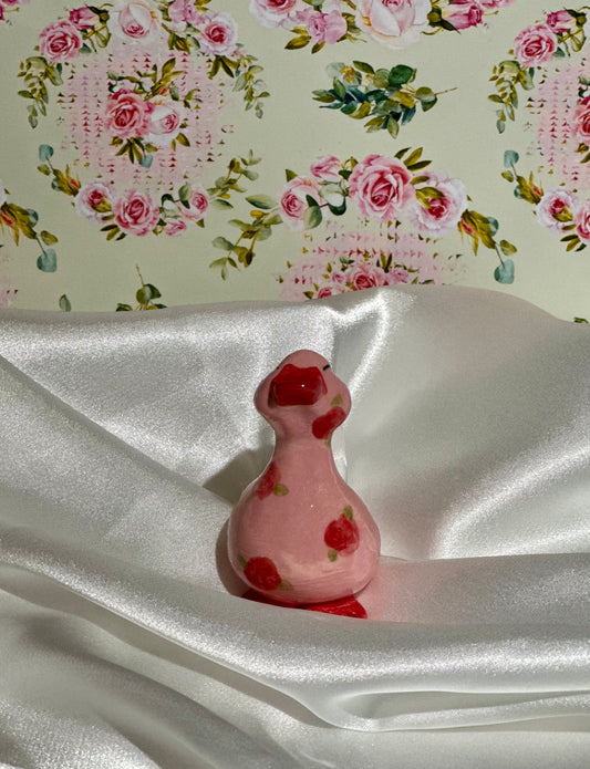 vintage wallpaper duck sculpture (pink roses)