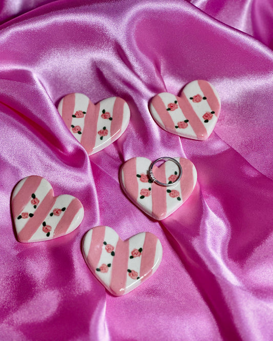 heart shaped ring dish - english rose