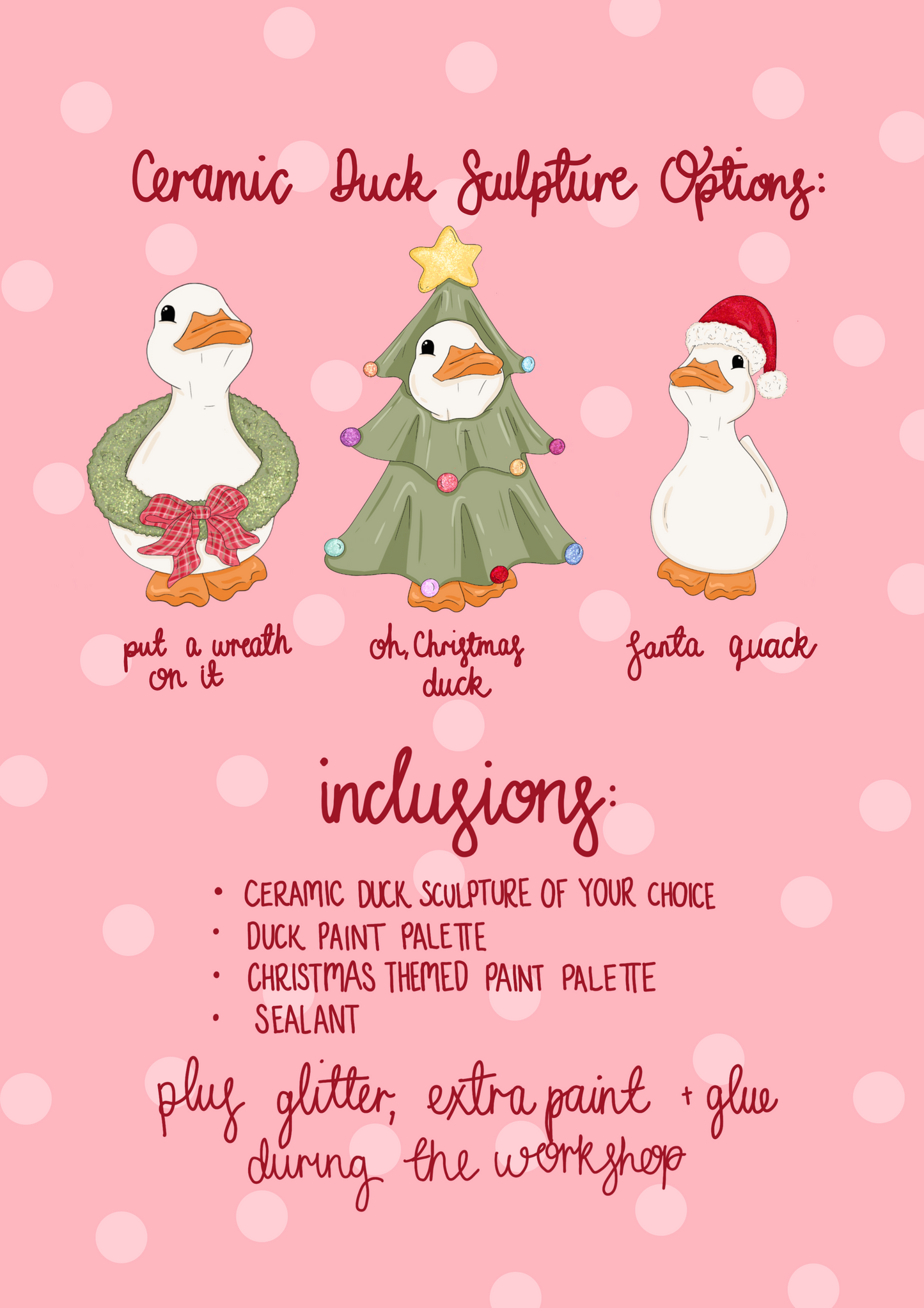 A HOLLY JOLLY CHRISMTAS duck sculpture workshop at gilles at the grounds