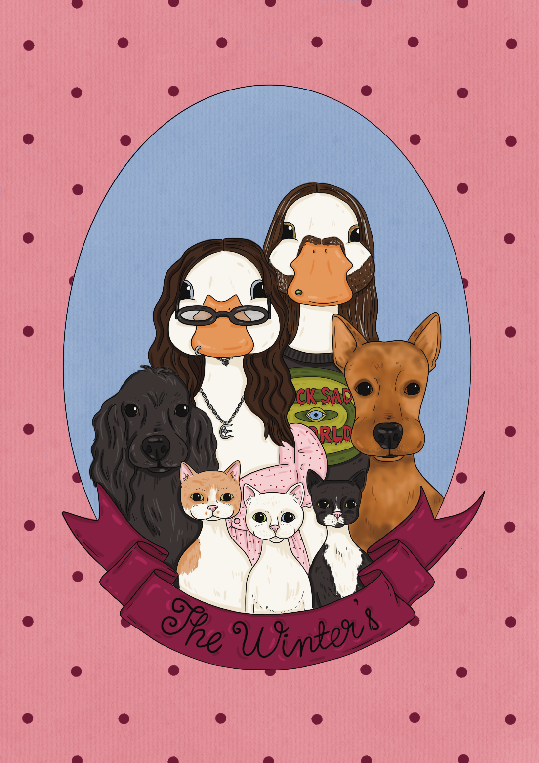 Custom Duck Portrait: Oval Cut Out with Banner (DIGITAL ONLY)