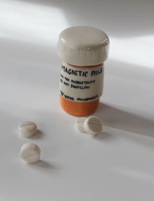 productivity pill bottle magnet set