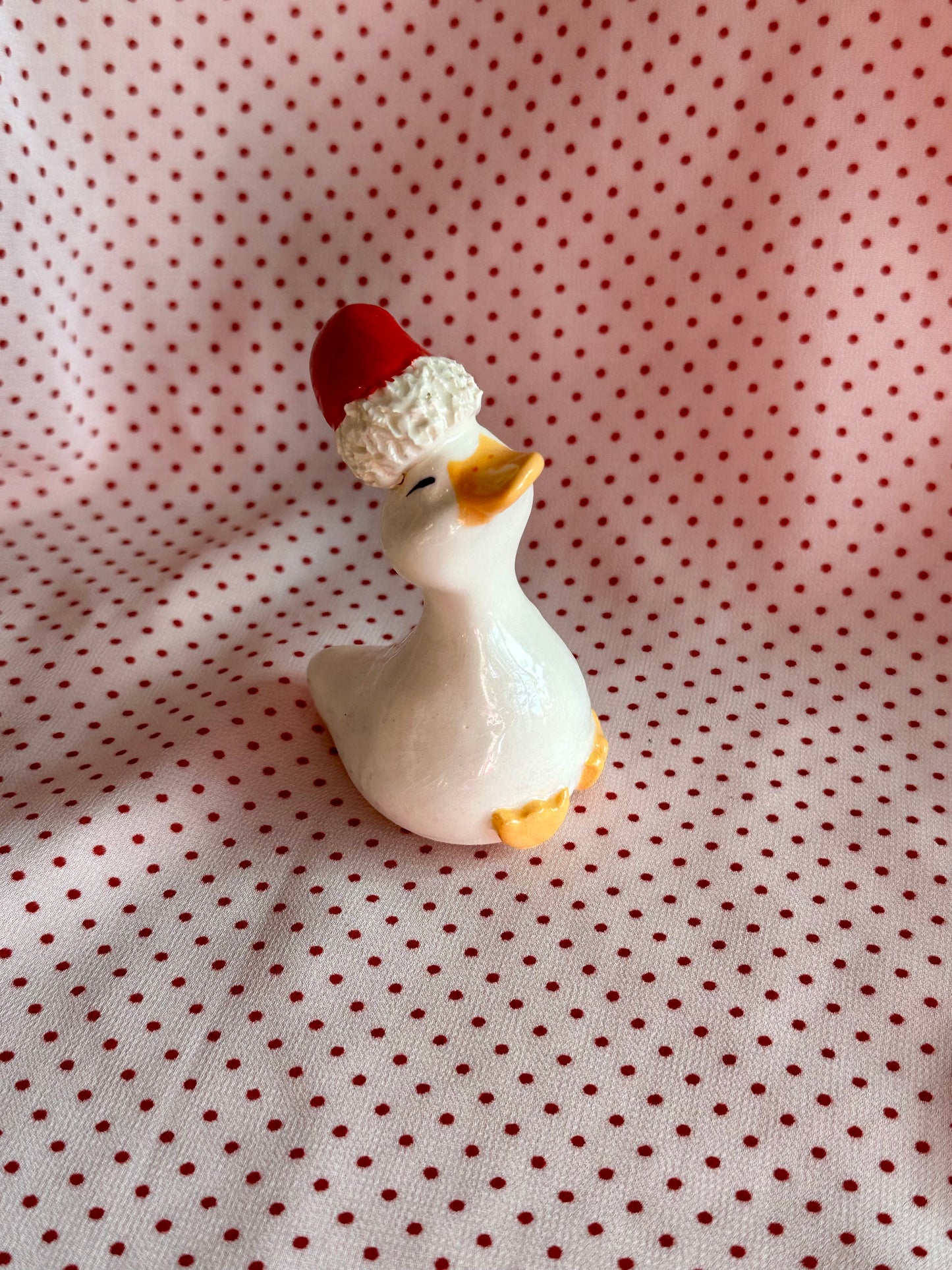 santa duck - ceramic sculpture