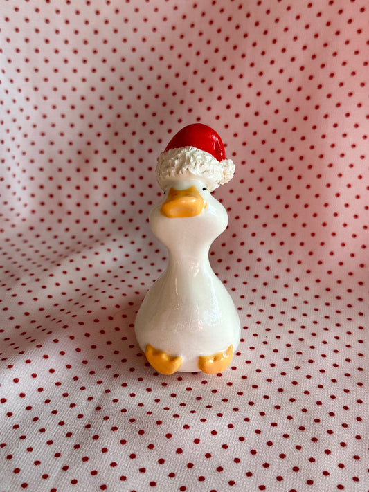 santa duck - ceramic sculpture