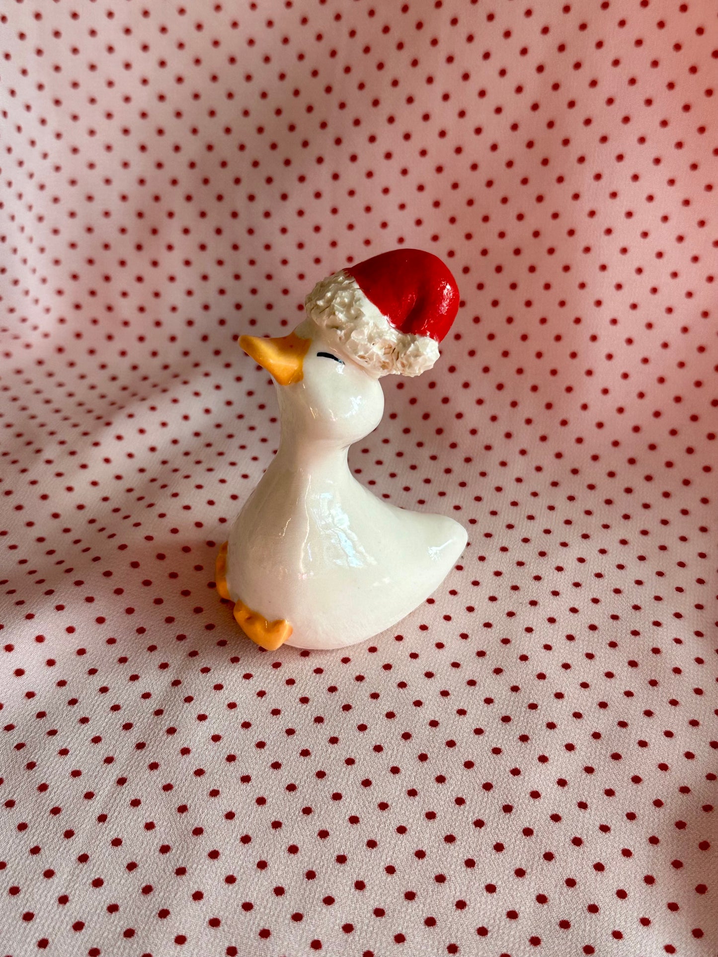 santa duck - ceramic sculpture