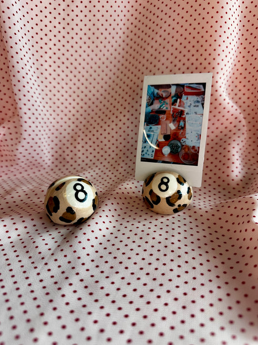 leopard print magic 8 ball - polaroid/card holder