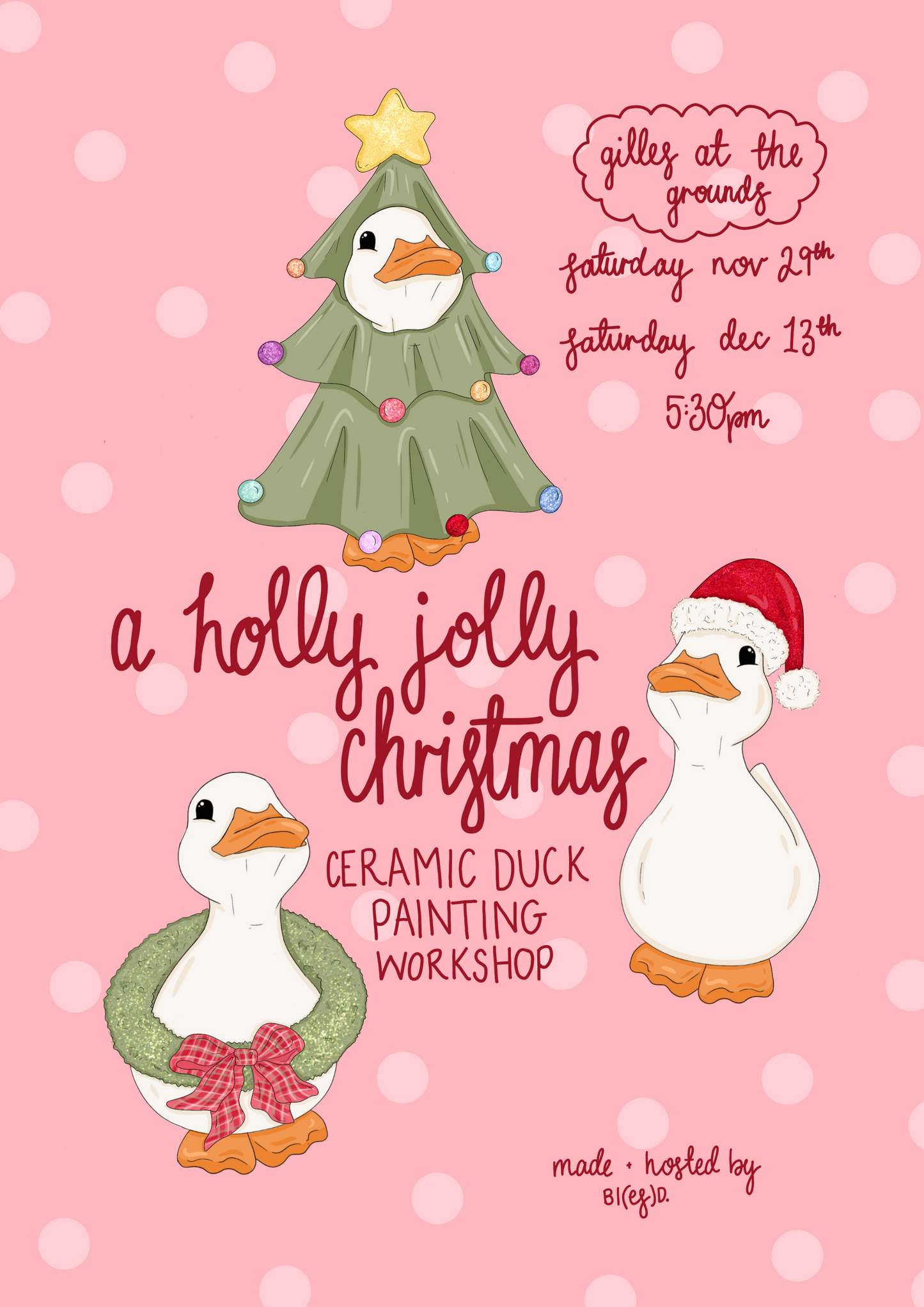 A HOLLY JOLLY CHRISMTAS duck sculpture workshop at gilles at the grounds