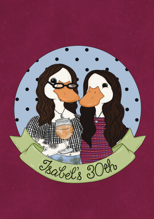 Custom Duck Portrait: Round Cut Out with Banner (DIGITAL ONLY)