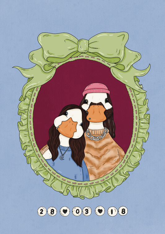 Custom Duck Portrait: Ribbons and Ruffles Border (DIGITAL ONLY)