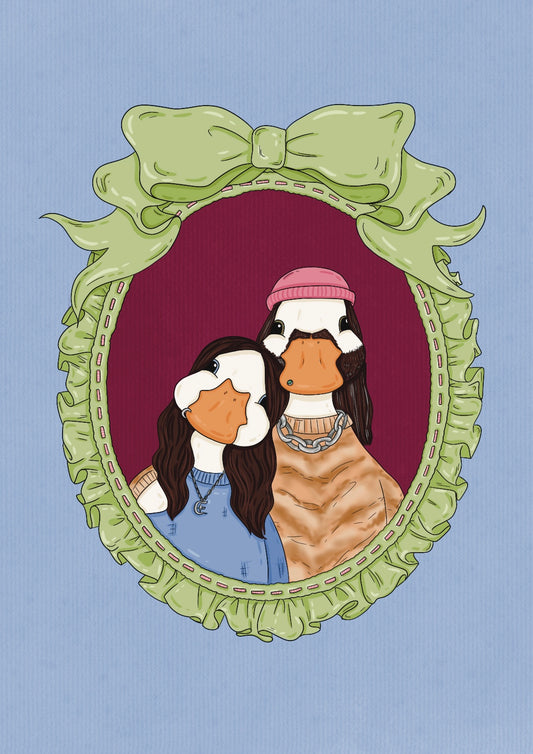 Custom Duck Portrait: Ribbons and Ruffles Border (DIGITAL ONLY)
