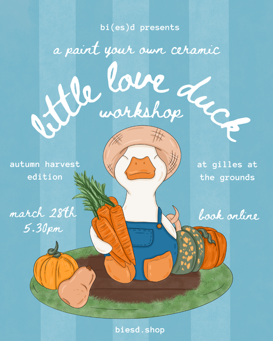 paint your own ceramic little love duck (autumn harvest edition) workshop